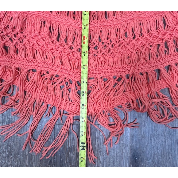 Y2K Women's Crochet Boho Shawl So What Sz-L Orange Flowy Fairy Hippie Coquette - Picture 6 of 7